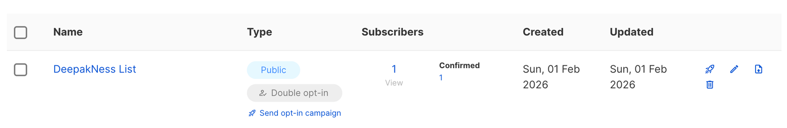 Creating a list in Listmonk