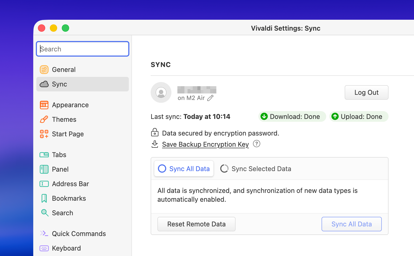 E2E sync feature in Vivaldi