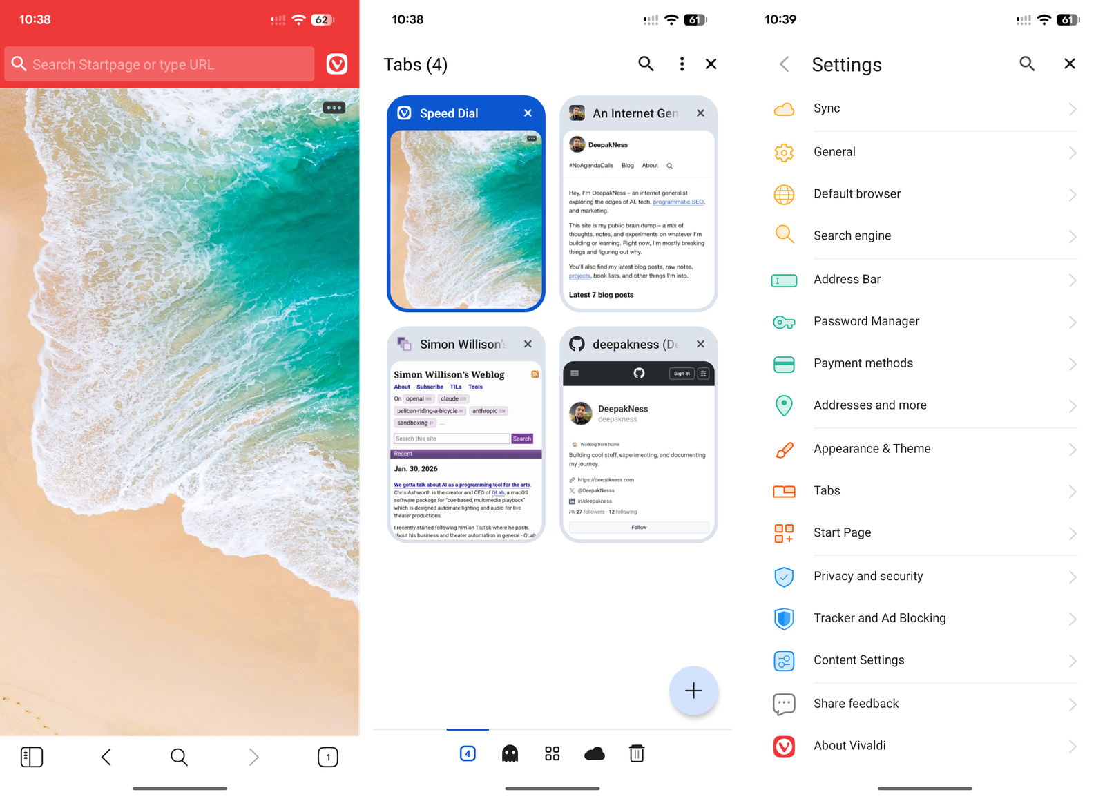 Vivaldi browser on Android