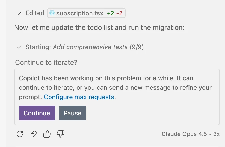 GitHub Copilot asking for 3 more credits