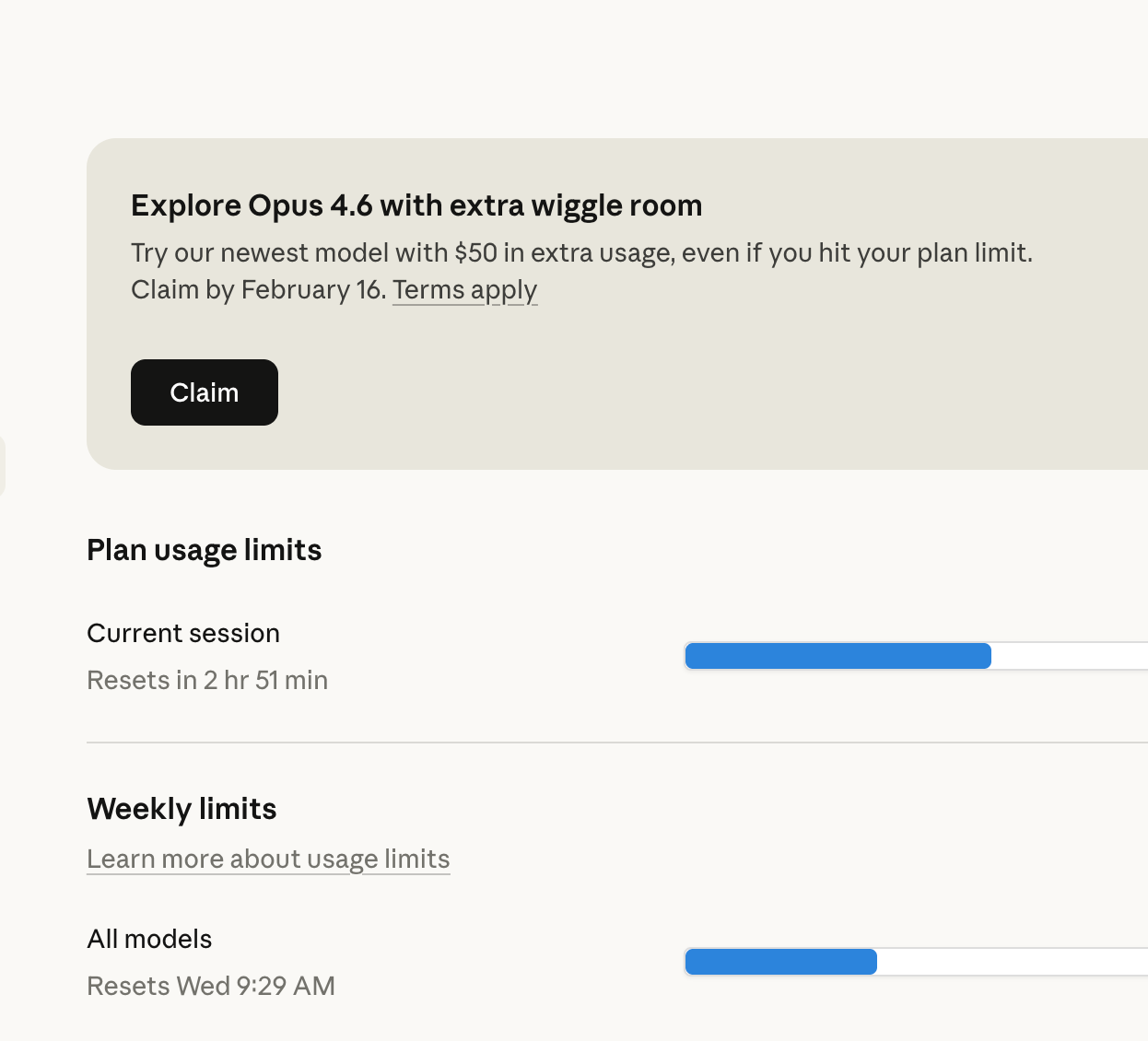 Claude offering extra $50 credits