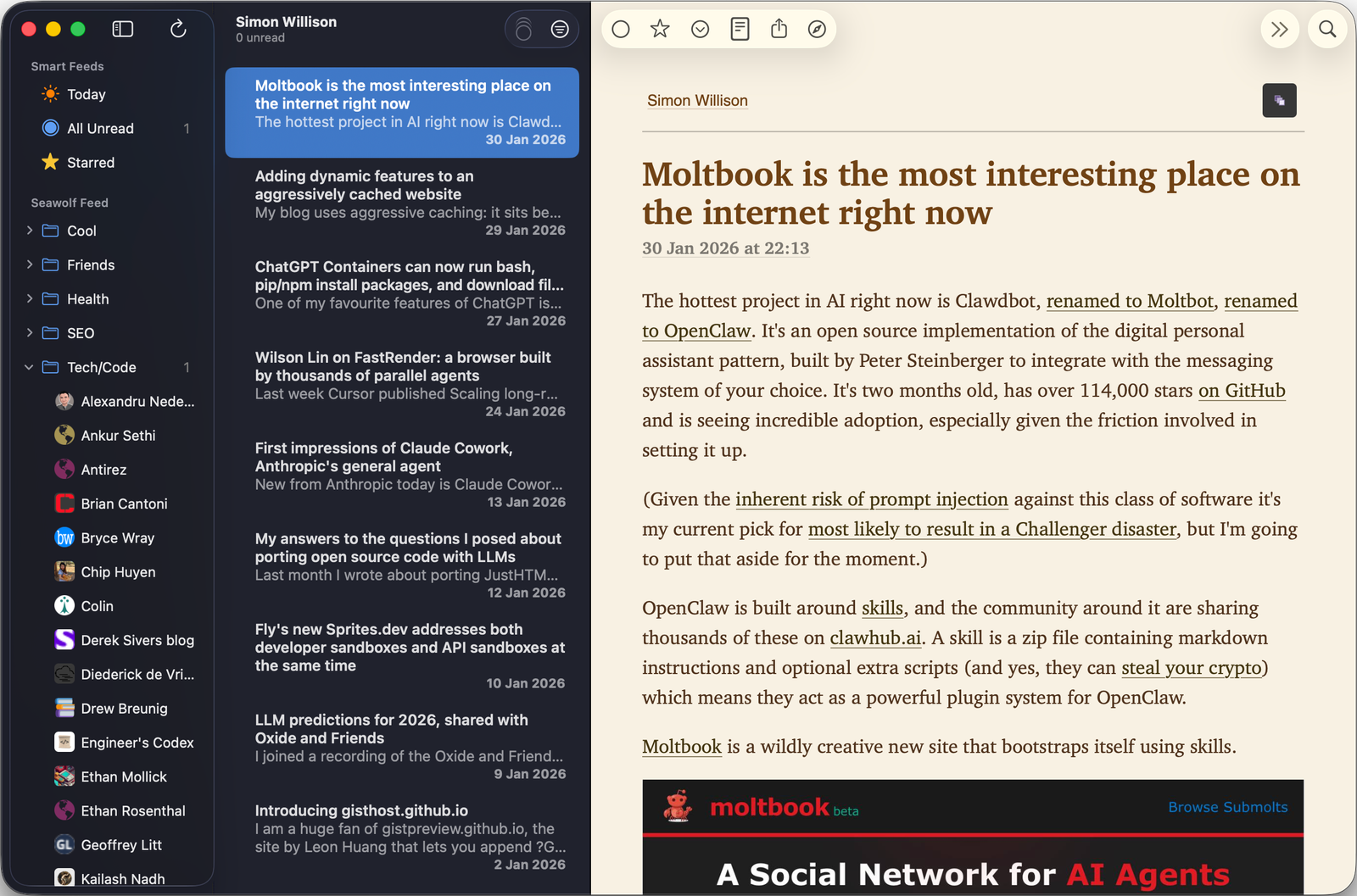 NetNewsWire RSS reader app